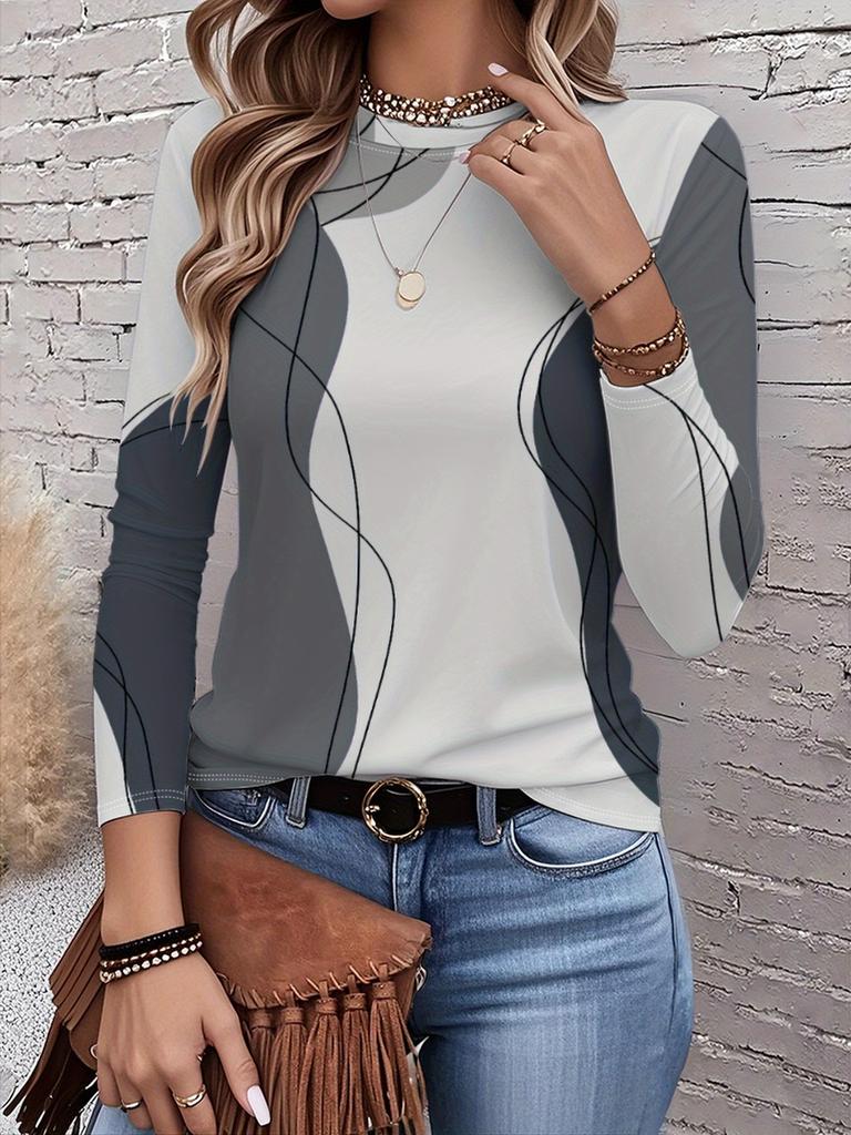 2026 New Women's Fashionable and Elegant Top with Asymmetrical Color Blocking, Modern Artistic Design for Everyday Wear