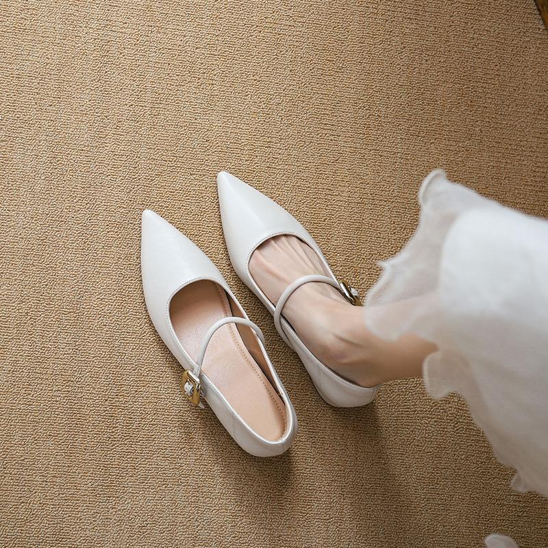 Inner heightening Mary Jane single shoes women's spring new pointed patent leather thick heel retro grandma shoes commuting about