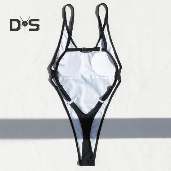 Dámské sexy monokiny plavky s výstřihem do V, bez rukávů, design bez zad, jednodílné bikiny střih zlepšující postavu