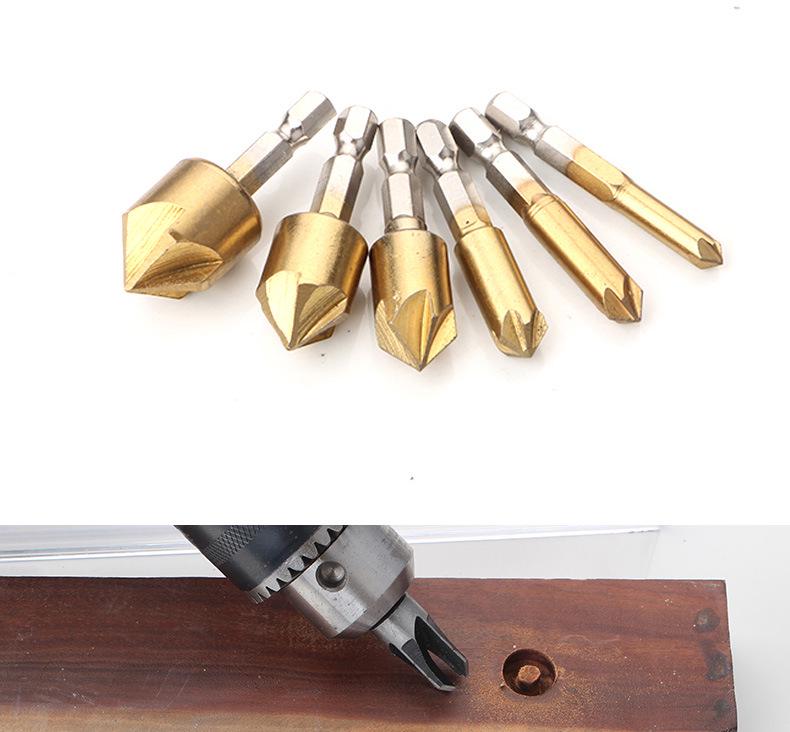 23-Piece Titanium-Plated High-Speed Steel Chamfering Drill Bit Set with Hex Shank