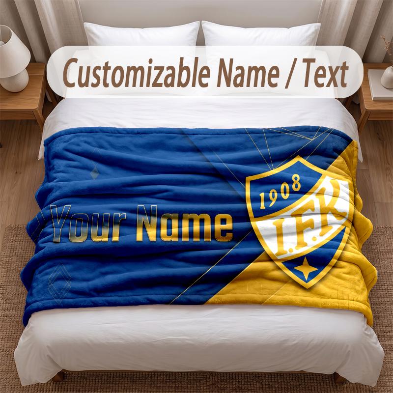 ifk göteborg Printed Flannel Blanket Custom Name Text Soft Warm Throw For Bedroom Holiday Gift