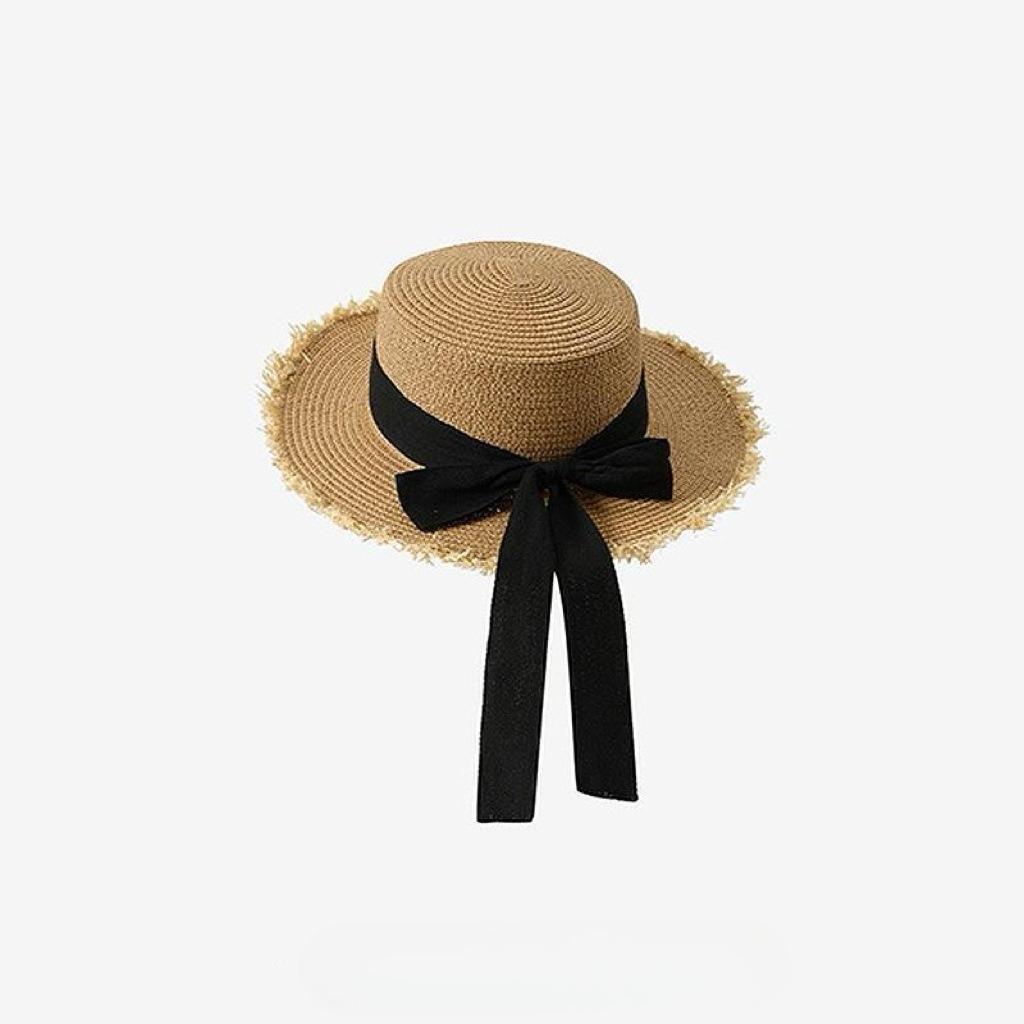 Summer New Style Bow Big Brim Straw Hat Women's Sunscreen Sunshade Beach Hat Fashion Rough Edge Bucket Hat