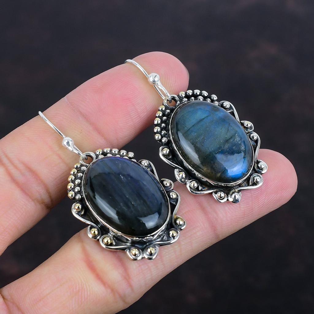 Labradoritörhänge Handgjorda Smycken Ädelstensörhängen 925 Sterling Silver Örhänge Underbart Hängande Örhänge Födelsesten Smycken Gåvor Till Henne