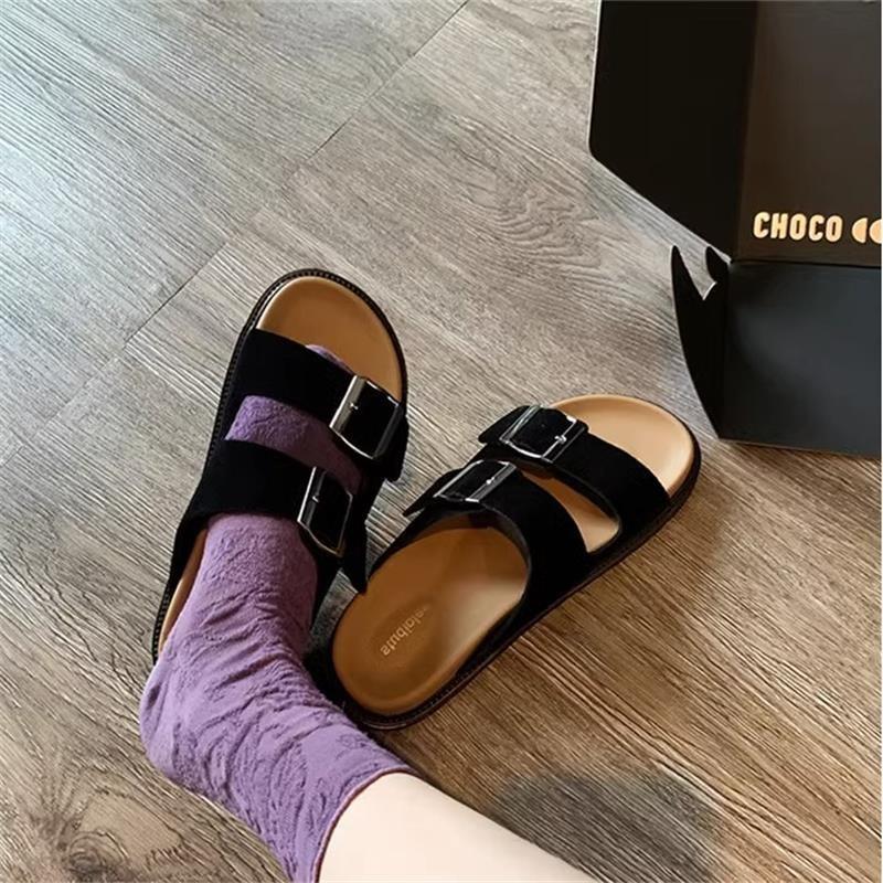 Thick-bottomed Birkenstock Slippers, Women's Birkenstock Outer Wear New Fish Mouth Korean Version One-word Buckle with Versatile Cool Slippers, Adv