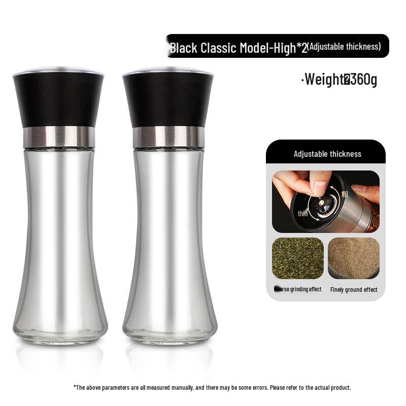Zhaoran Classic Black Glass Pepper Grinder
