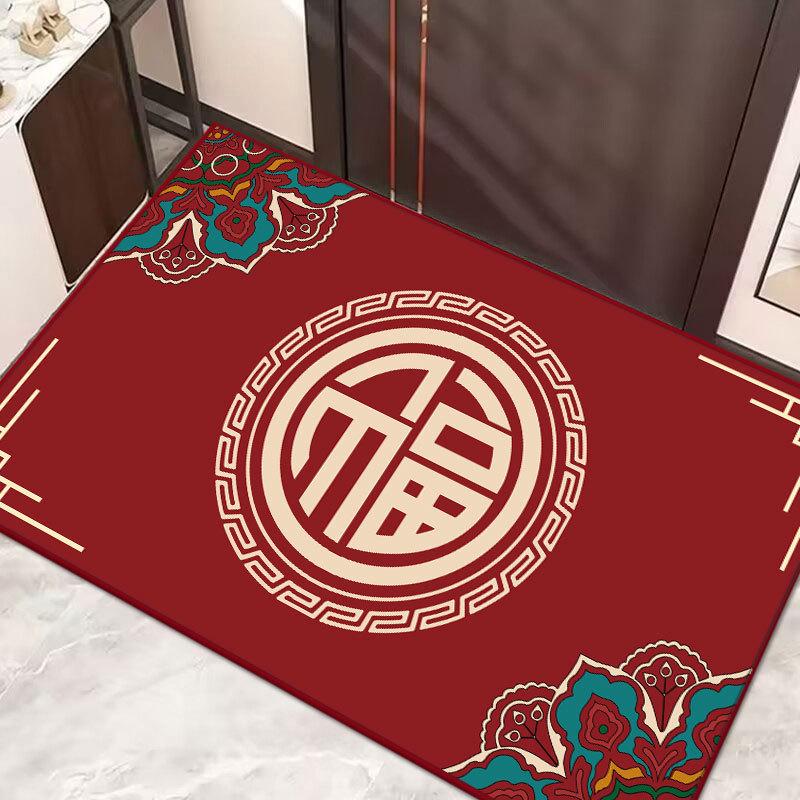 

Красный праздничный нескользящий моющийся дверной коврик для безопасного входа: Идеально подходит для прихожей, фойе, кухни и спальни. 80x120 cm