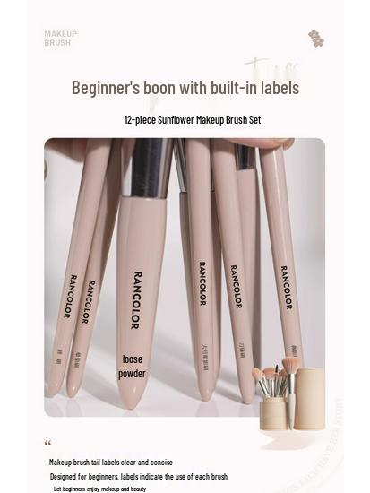 Beginner Makeup Brush Set - Includes Eyeshadow, Loose Powder, Blush, Highlighter, Concealer Brushes with Soft Bristles.