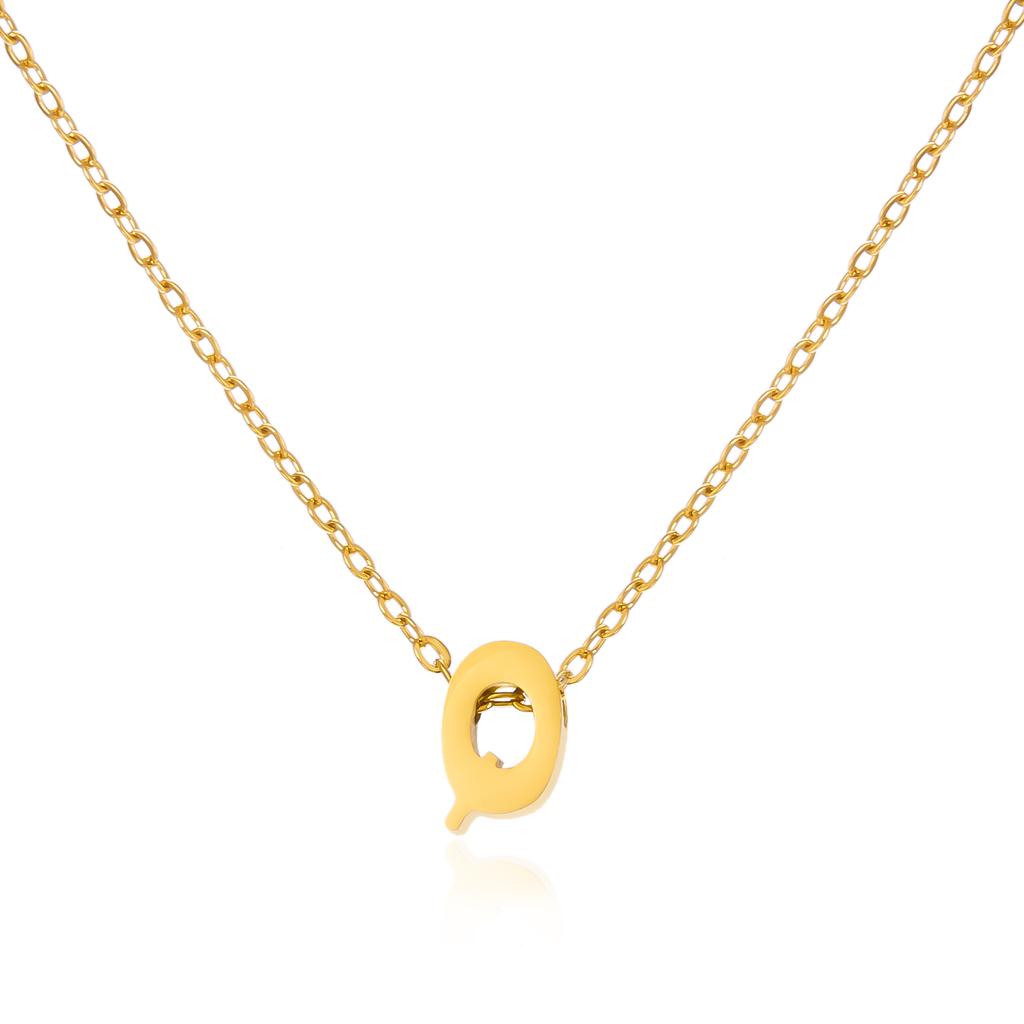 Simple Stainless Steel A-Z Initial Letter Necklaces for Women 26 Alphabet Pendant Clavicle Chain Choker Birthday Party Jewelry