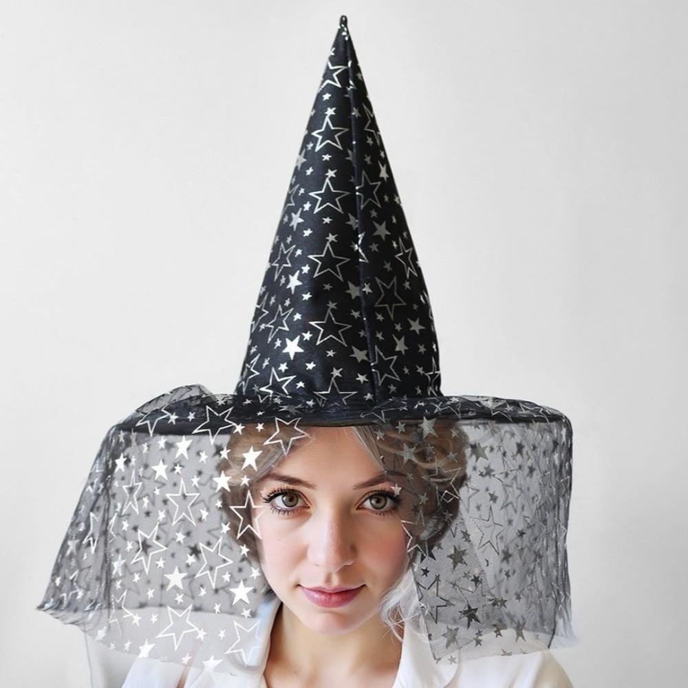 Foldable Flower Wizard Cap Rose Feather Halloween Cap Funny Halloween Witch Hat  Women