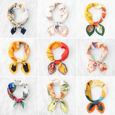 Versatile Flower Square Scarf 70Cm High Fashion Small Fresh Silk Scarf Small Scarf