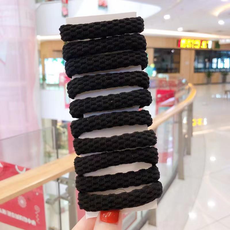

10 шт. для женщин и девочек, базовая эластичная повязка для волос, резинка для волос, резинка для хвоста, резинки, простая повязка на голову, аксессуары для волос для женщин grid чёрный