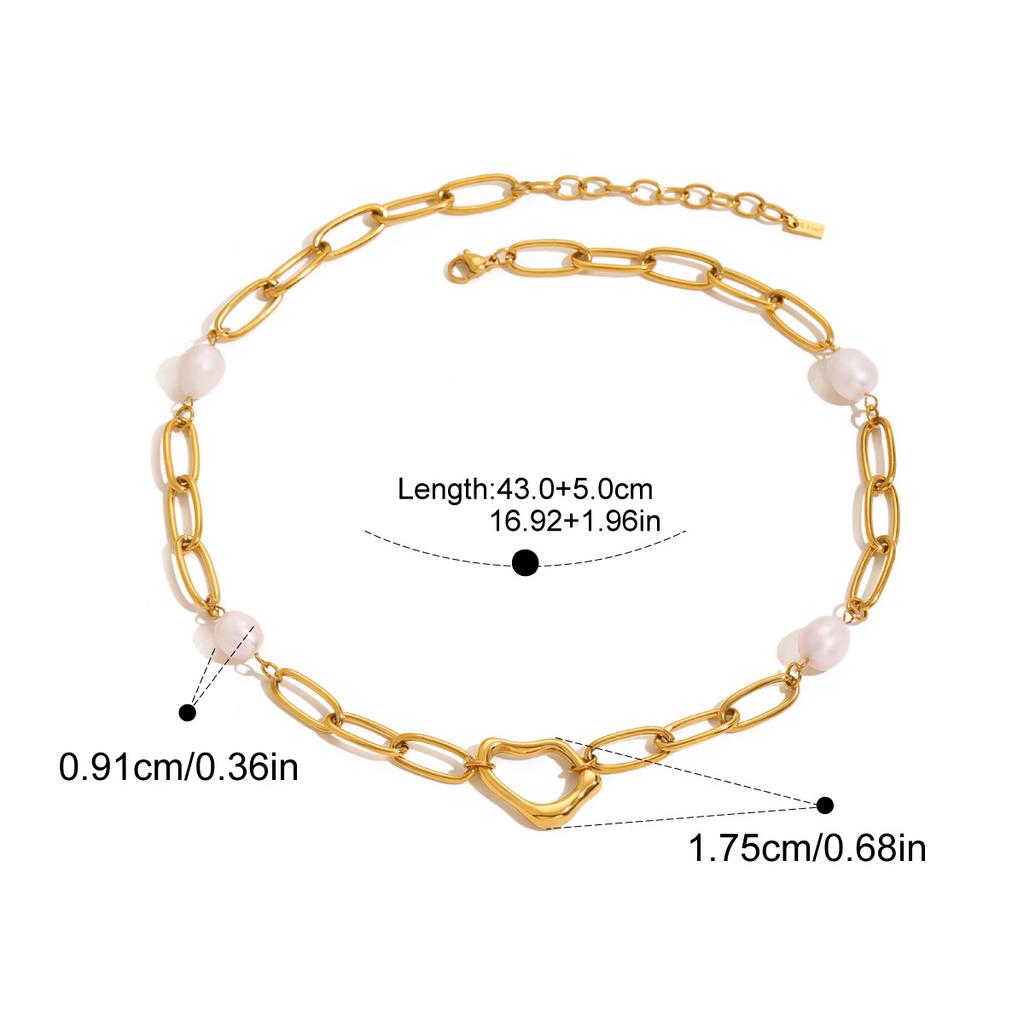 Ocean Style Stainless Steel Natural Pearl Drop Necklace Bracelet Anti Allergic Metal High Quality Daily Jewelry Gift