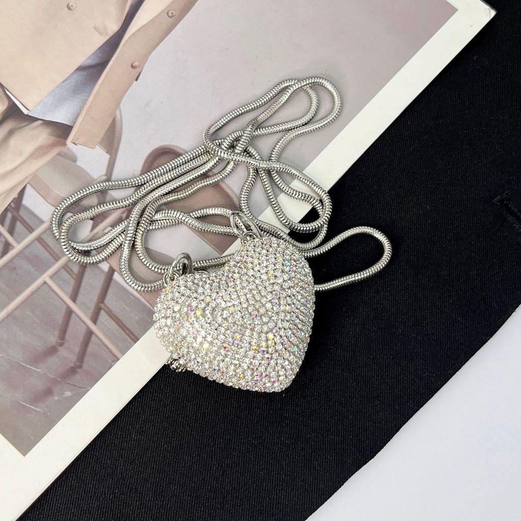 Mini Heart Shape Jewelry Box With Sparkling Rhinestones And Magnetic Closure For Daily Use