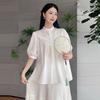 Shopping Mall 1116 Summer New Women's Clothing Loose White Sweet Age-reducing Cotton Short-sleeved Shirt 1111971