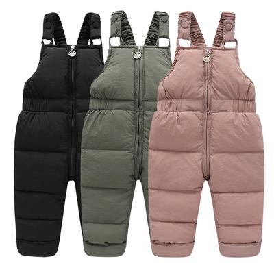 Warm Winter Baby Boys Overalls Down Pants Children Thick Pant Girls Boys Warm Trousers Kids Leggings Toddler Overalls Black Pink Green
