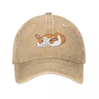 Cute Kissing Bunnies (coloured Line Drawing) Cap Cowboy Hat Fishing Hat Military Cap Man Horse Hat Hood Mens Tennis Women's