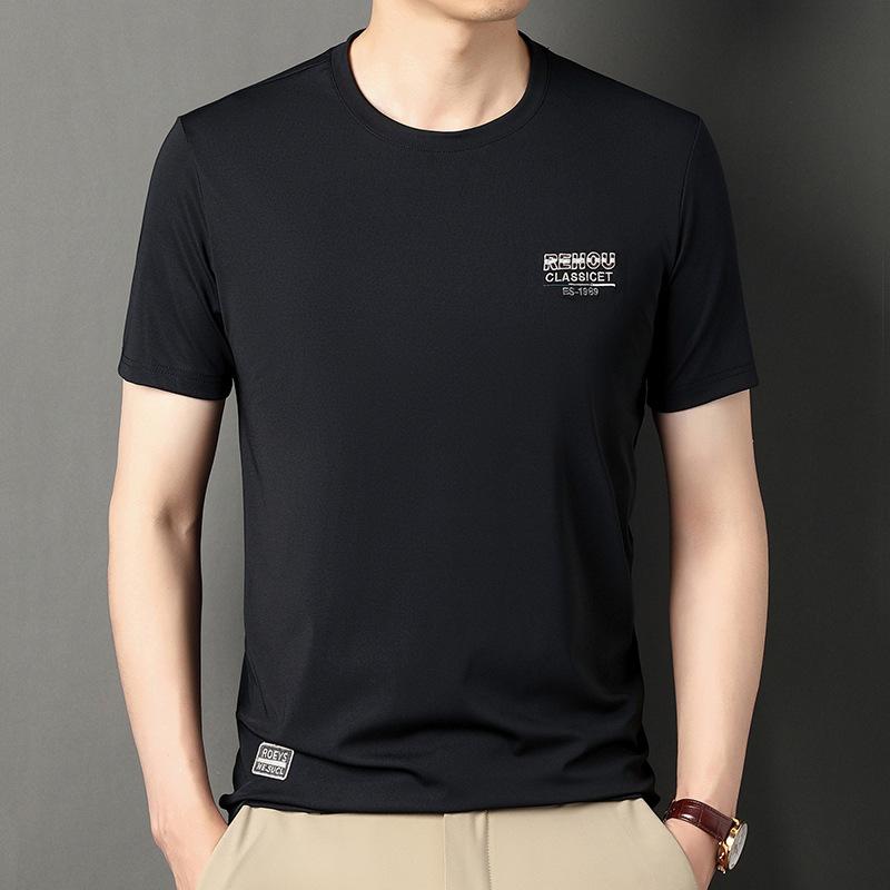 Tričko s krátkým rukávem Pánské letní tričko s kulatým výstřihem Ležérní Top Tenké elastické Minimalistické tričko s polovičním rukávem Muži