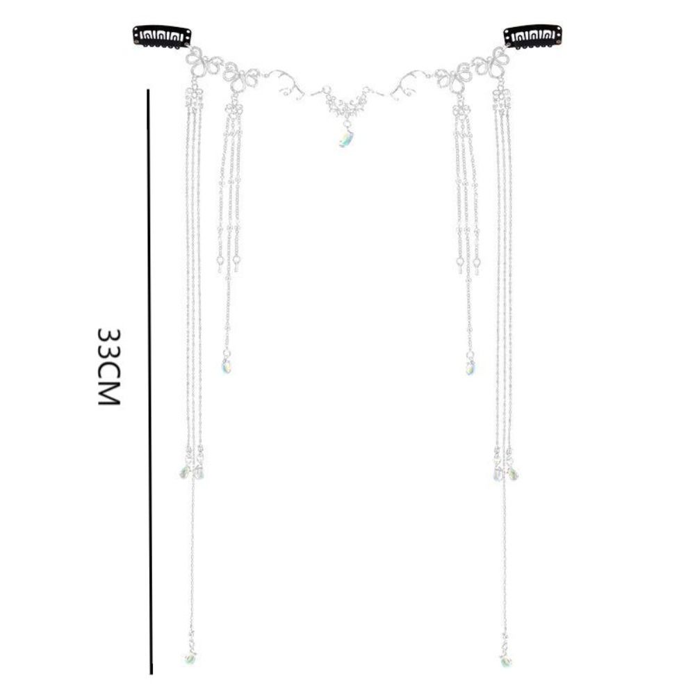 Vintage Crystal Long Tassel Forehead Ornament Headband Tassel Eyebrow Center Pendant Hair Ornament