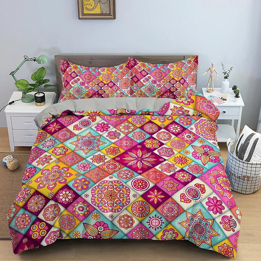 Mandala Pattern Bedding Set Floral Flower Duvet Cover Set Luxury Cozy Quilt Cover For Bedroom King Full Twin Bedclothes 2/3Pcs