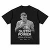 Maglietta Grafica Dustin Poirier 2026, Uomo Resistente Traspirante Puro Cotone Vestibilità Larga Girocollo, Maglietta Sportiva Casual per Allenamento di Combattimento
