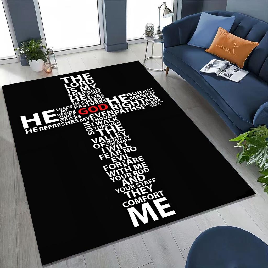 New Pray Jesus Rug for Bedroom Living Room Sofa Home Doormat Decor, Large Kids Play Non-slip Floor Mat