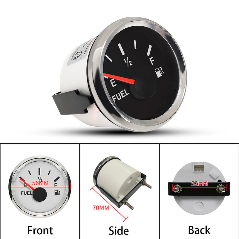Rhaxel 52mm 2'' Fuel Level Gauge Meter 0-90ohm With Backlight 12V 24Volts for Car Motorcycle Trucks Boats