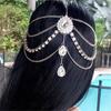 2026 Fashion Multi-Layer Rhinestone Tassel Head Chain 2026 Women Water Drop Pendant Forehead Lace Jewelry Hair Accessories