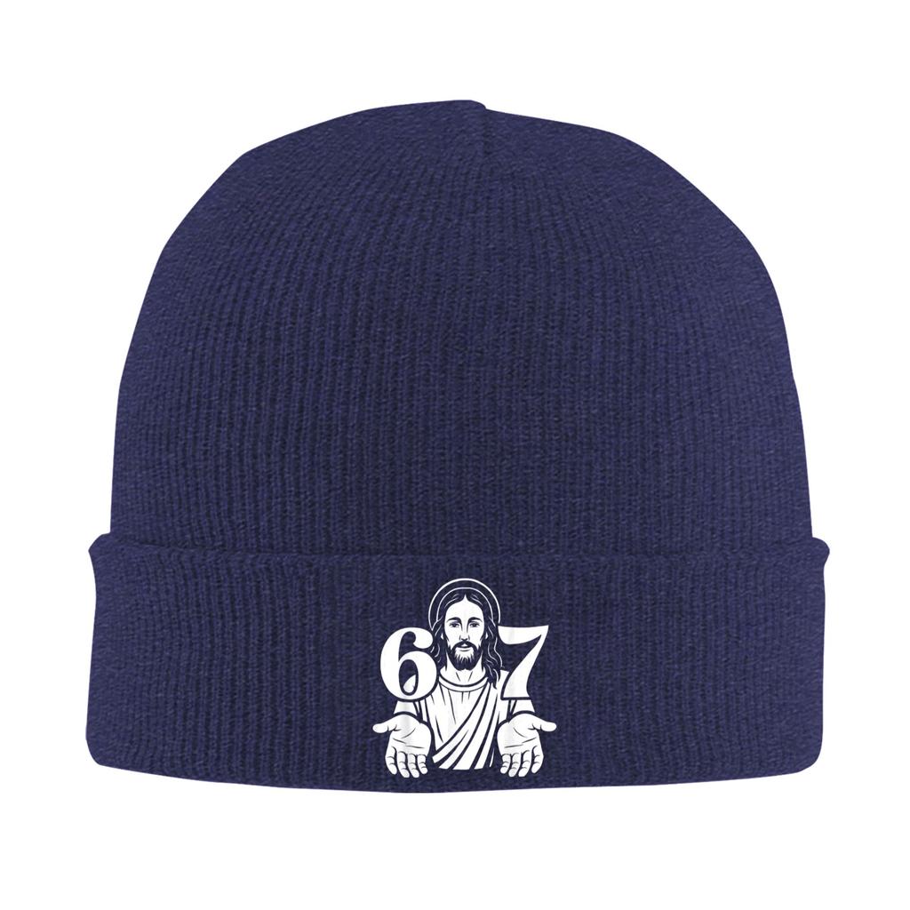 Six Seven Jesus 6 7 Funny Meme 67 Slang Christian Beanie Hats Knit Hat Adult Funny Head Wrap Caps Autumn Hippie Bonnet Hats