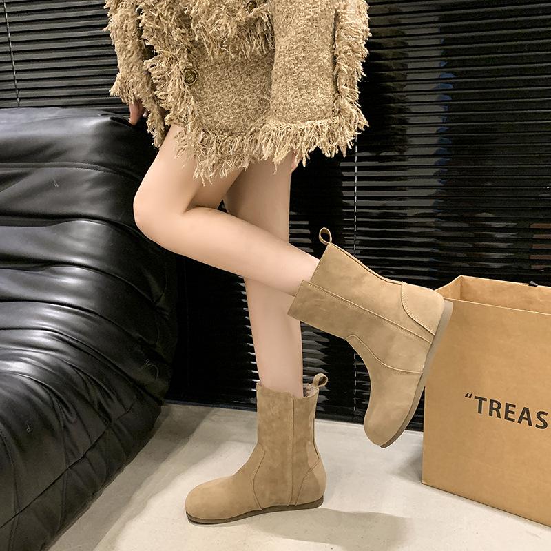 Women's Shoes 2025 Two-wear Snow Boots Retro Fluffy Short Boots Velvet Flat Autumn and Winter Cotton Shoes