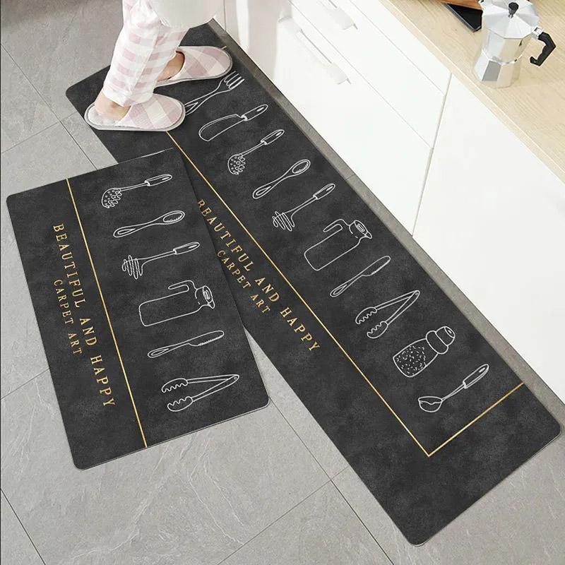 2PCS Kitchen Mats Non-slip Absorbent Door Mats Bedroom Door Mats Bathroom Mats Put Grey Mats Home Door Carpets