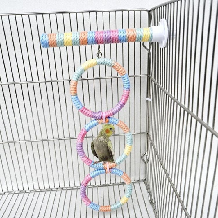 Bird Parrots Toy Chewable Hanging Cage Climbing Ladder with Natural Wood Parrots Suspension Bridge Swing Toy Supply