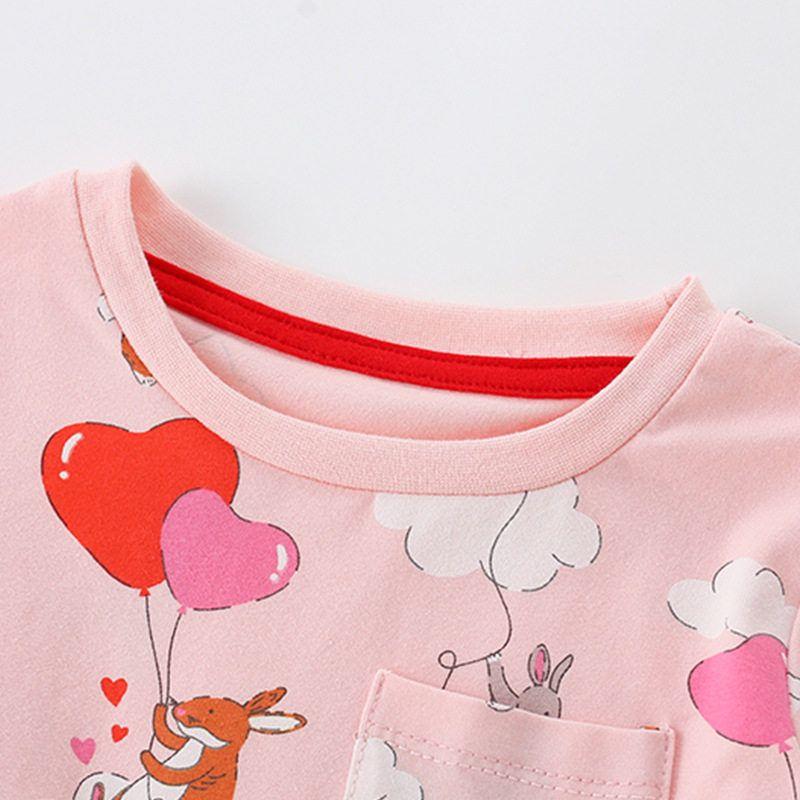 Girl Heart Balloon Dress Spring and Autumn Children's Clothing Fashion Baby Girl Sweet round Neck Print Long Sleeves Princess Skirt