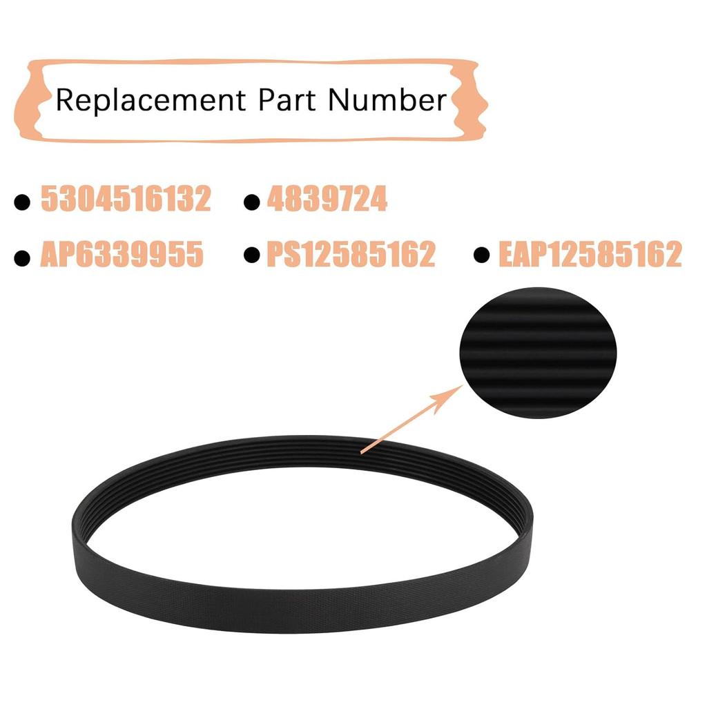 7PJE607 Washer Belt Replacement for Frigidaire FFTW4120SW1 5304516132 Insignia 12638000001161 AP6339955