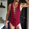 INCERUN Herren Ärmellos Ausgeschnitten Bandage Schnürung Skinny Jumpsuits Bodysuits