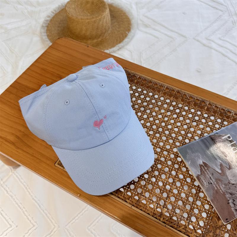 Love embroidery half-empty top baseball cap female summer student college wind can tie ponytail cap versatile sun hat