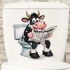 3D Funny Cow Reading Newspaper On Toilet Wall Sticker Self-Adhesive Waterproof Removable Bathroom Home Decor Art