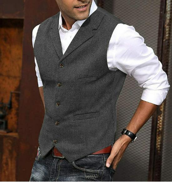 Men's Retro Herringbone Slim Fit Vest - British Casual Fashion