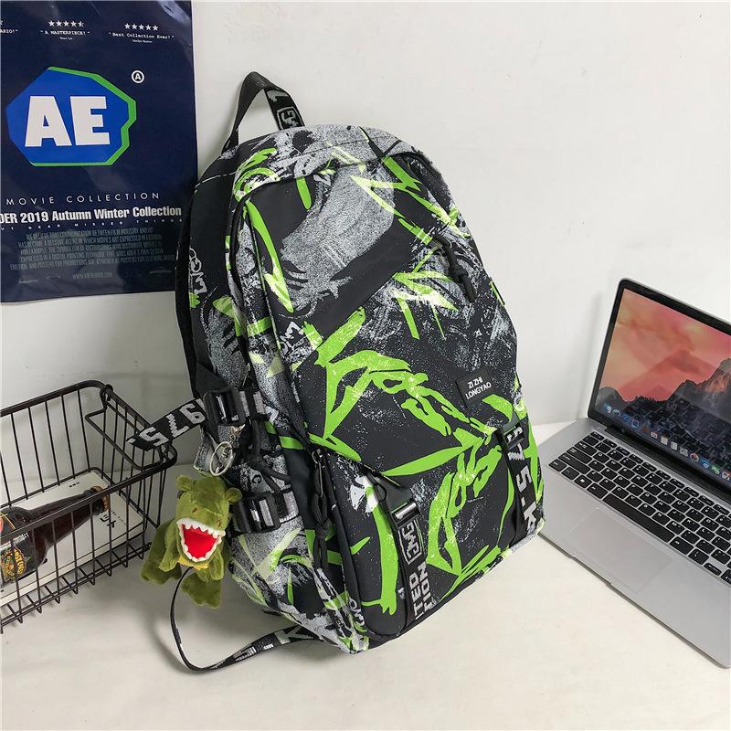 Spot Graffiti Streetwear Lightweight Backpack for Students & Casual Use