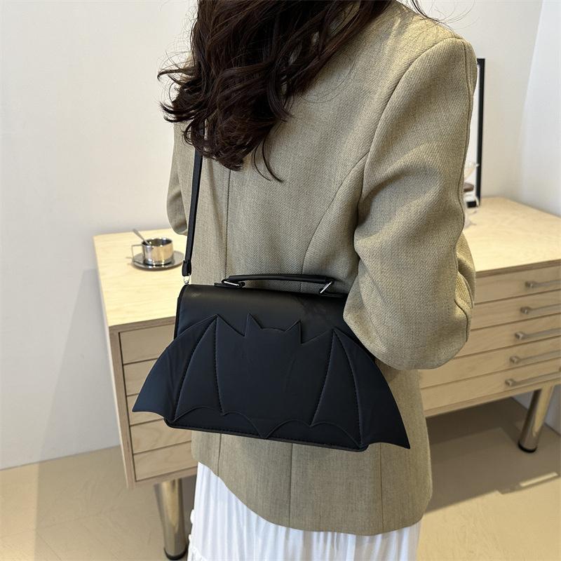 Yogodlns Gothic Women Shoulder Bag Bat Wing Ladies Top-handle Bags Creative Chic PU Leather Handbag Halloween Novelty Crossbody Bag Purse