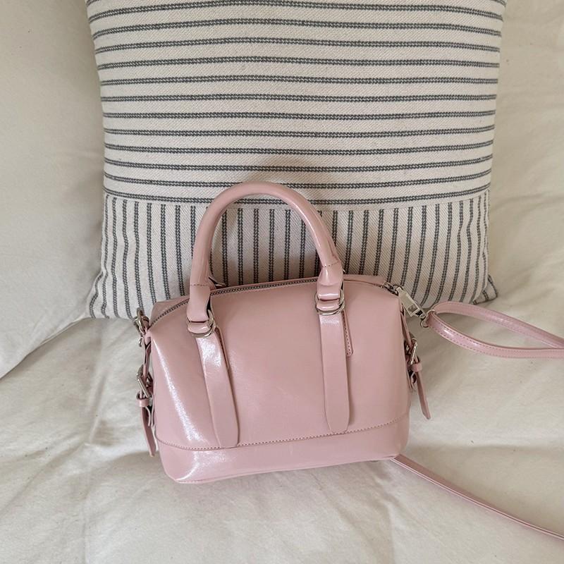 Women's Spring New Pink Handbag Bag One-shoulder Crossbody Bag Korean Versatile Bowling Bag Fashionable Small Bag