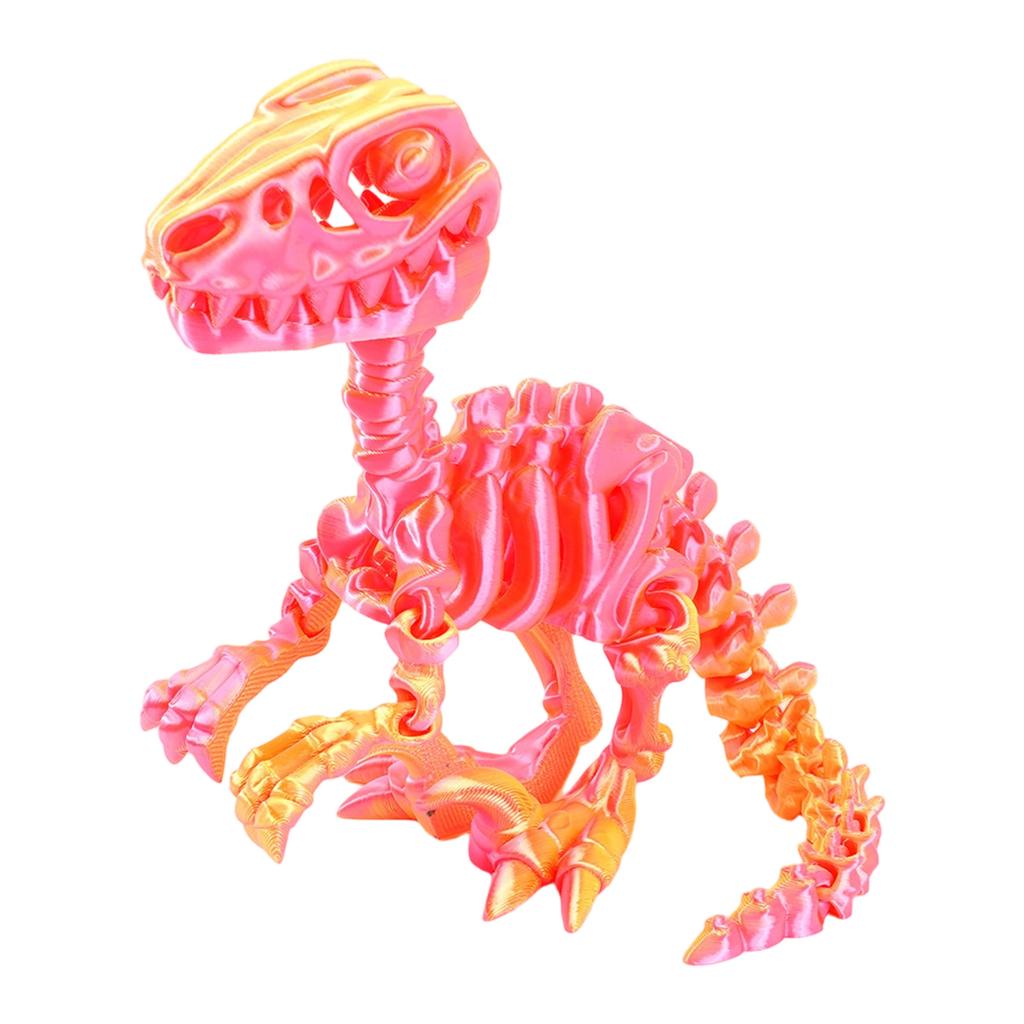 3D Printed Articulated Raptor Skeleton Figurine Dinosaur Bones Poseable ModelToy For Home Office Decors and Collector