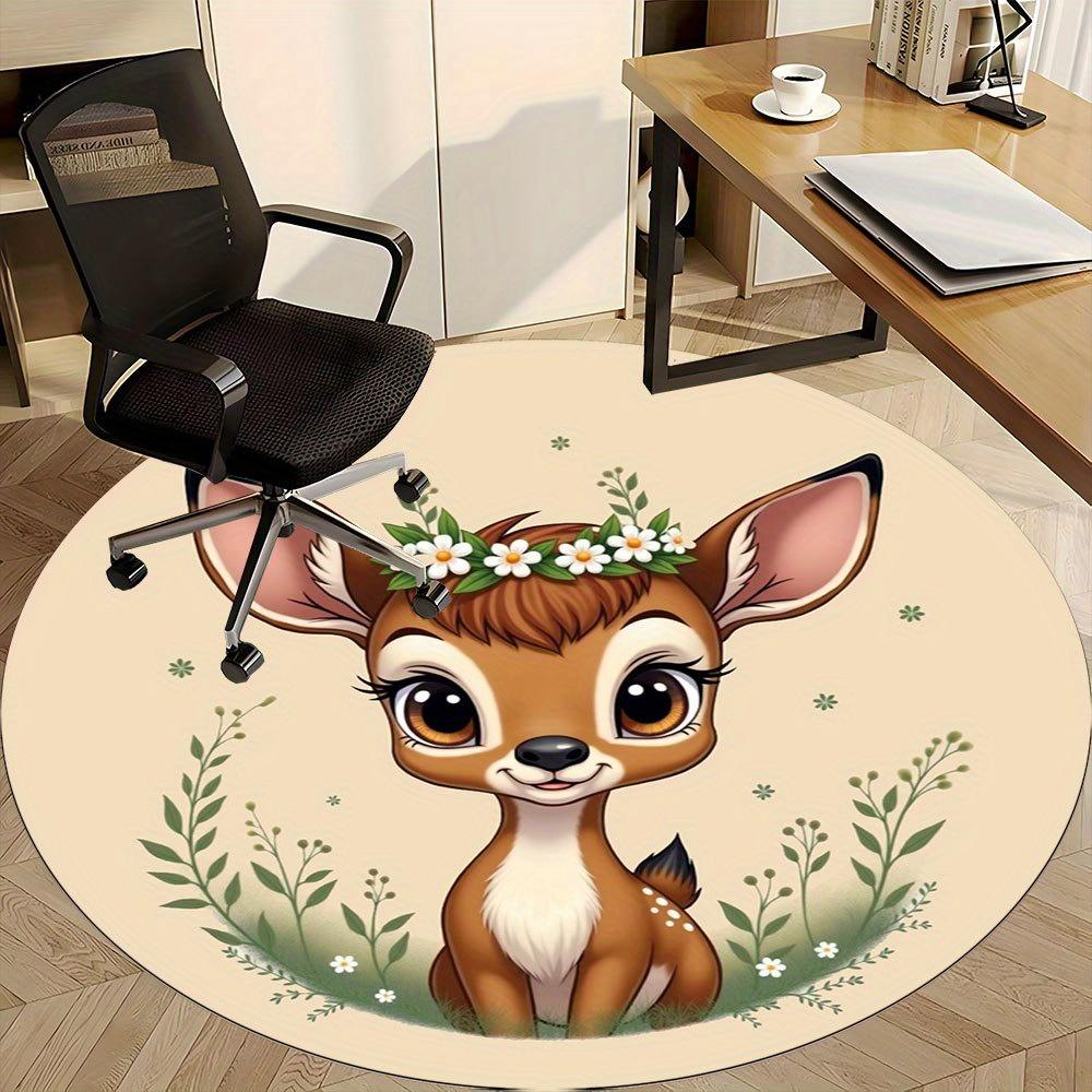 

1pc Adorable Cartoon minnie flowers Deer Design Round Rug - Perfect for Home Office Decor, Non-Slip Mat for Under Chairs, Ideal Gift for Homes Room or 80cm by 80cm