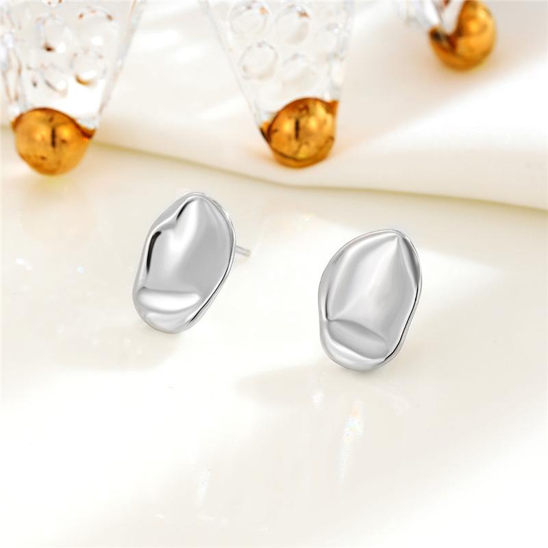 Simple Smooth Irregular Light Luxury Gold Color Earrings For Woman Korean Fashion Jewelry Goth Party Girls Unusual Accessory