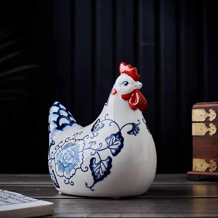 

Аксессуары для украшения дома в китайском стиле, креативные зодиакальные куры, керамические изделия ручной работы для гостиной, настольные керамические украшения