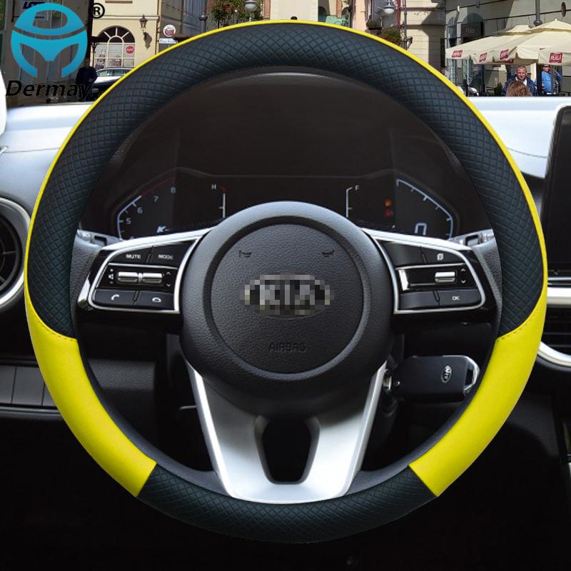 100% DERMAY Brand Leather Sport Car Steering Wheel Cover for Kia Sorento I II III Sorento PRIME 2002- Auto Accessories