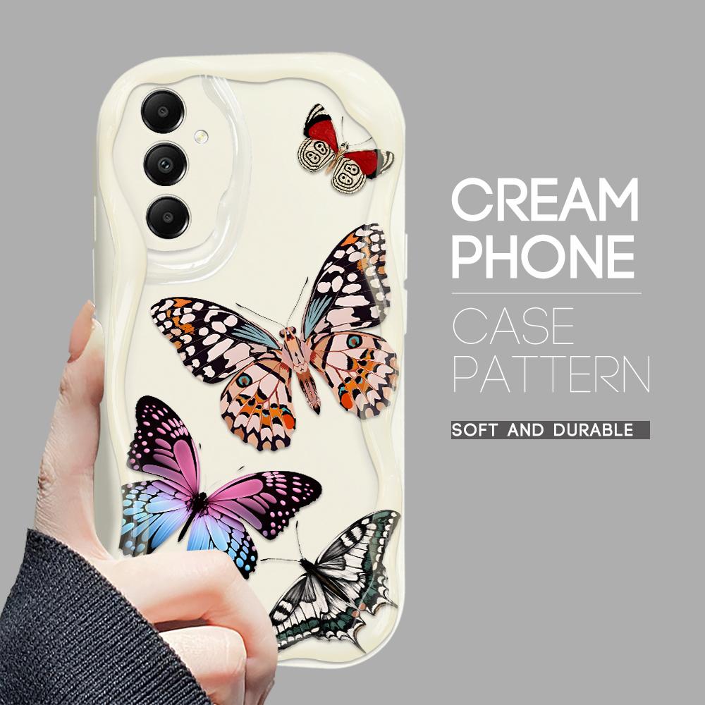 

Милый мультяшный узор, кремовая текстура, мягкий силиконовый чехол с волнистыми краями, чехол для телефона Samsung Samsung A12 белый