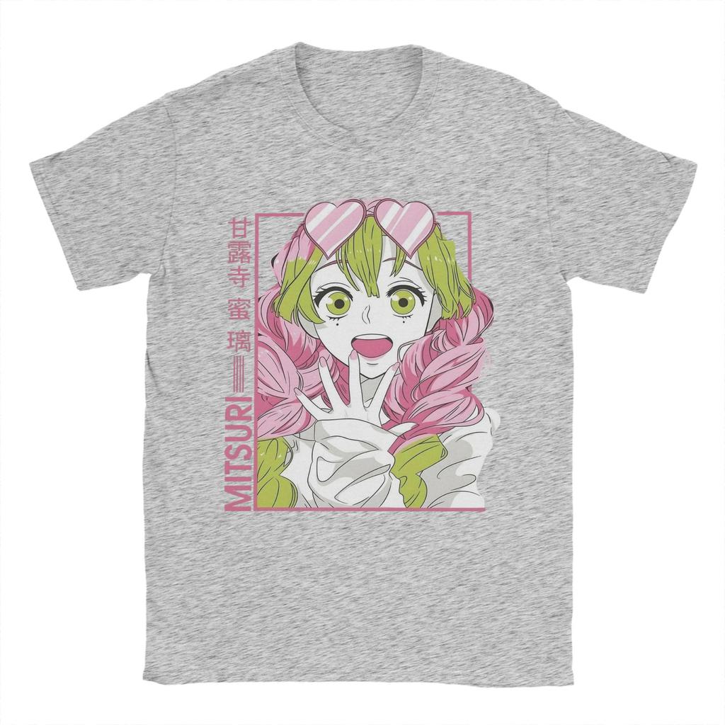 Mitsuri Kanroji Demon Slayer T-Shirts Men Love Hashira Awesome Pure Cotton Tees O Neck Short Sleeve T Shirt Clothes