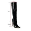 2025 Winter Women Knee High Modern Boots Patent Leather Big Size 34~46 Sexy Stiletto PU Party Shoes Botas De Invierno Para Mujer