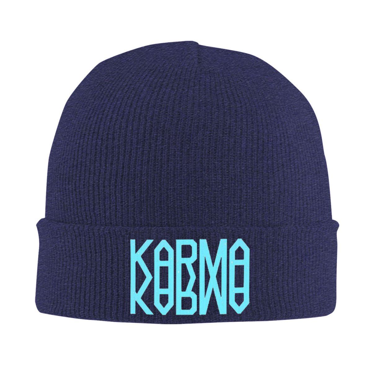 

Kpop Album KARMA Warm Knitted Cap Fashion Bonnet Hat Autumn Winter Outdoor Beanies Hats for Unisex Adult One Size