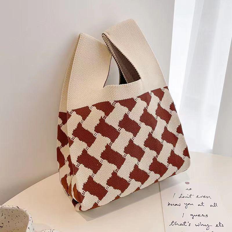 Panda Knit Women's Cross-Border Wrist Tote Handbag